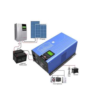 Home 5kw 6kw Pure Sine Wave Output LCD LED MPPT Solar Power System Inverter For Solar Power System