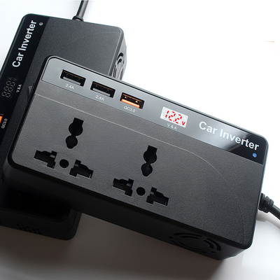 Goldikon 150W 200W Power Inverter DC 12V to 110V AC Car Converter 3 Ports USB 2 Outlets Charger Adapter 135*30*73 mm