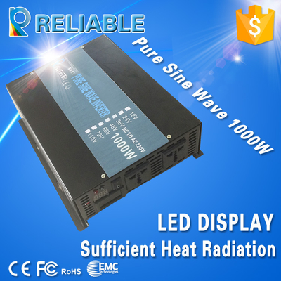 CE approved 12v 24v 36v 48v 72v 96v 110v dc input to 110v 220v 230v 240v ac 1000w pure sine wave inverter 255*205*90MM